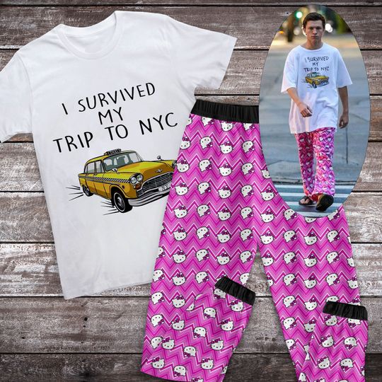 I Survived My Trip To NYC Pajamas Set, Tom Holland Personalized Family Pajamas