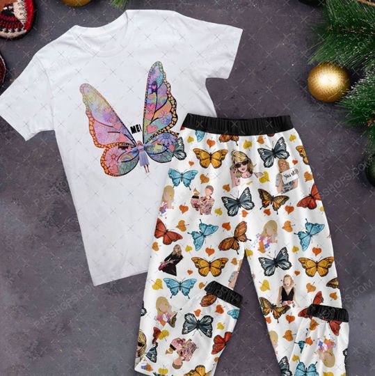Taylor Butterfly Pajamas Set, Personalized Family Pajamas, Family Christmas Pajamas Set