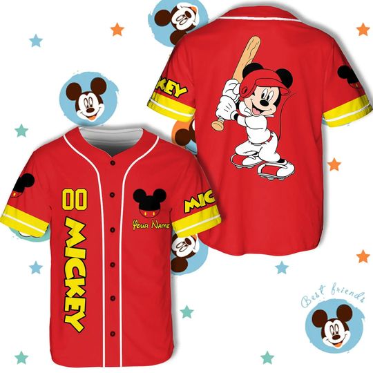 Disney Baseball Jersey Game Day Baseball Jersey Mickey Minnie Stitch Baseball Jersey