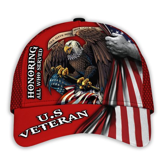 Honoring All Who Served Veteran Cap, Proud Veteran Hat, Adjustable Baseball Eagle Flag Cap