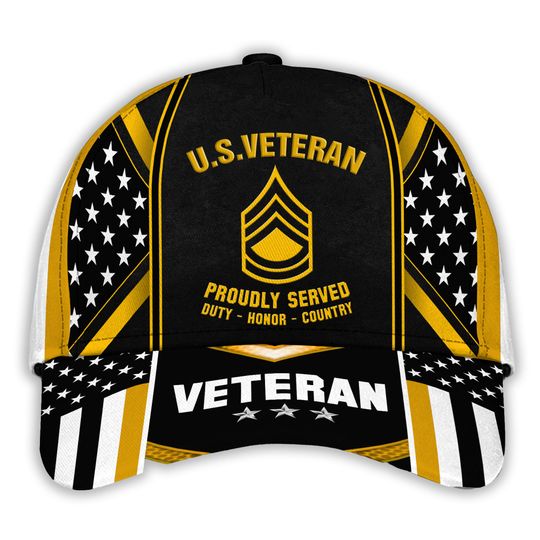 Personalized Proudly Served Veteran Cap, Veteran Hat, Adjustable Baseball Cap, Military Cap Gift For Dad