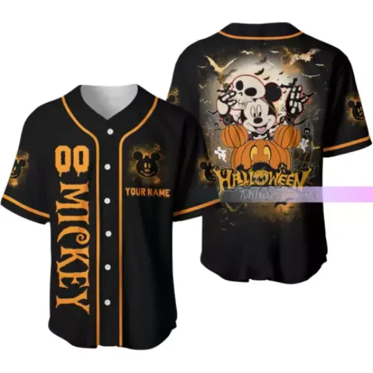 Mickey Halloween Baseball Shirt, Cute Mickey Jersey Shirt, Mickey Mouse Shirt