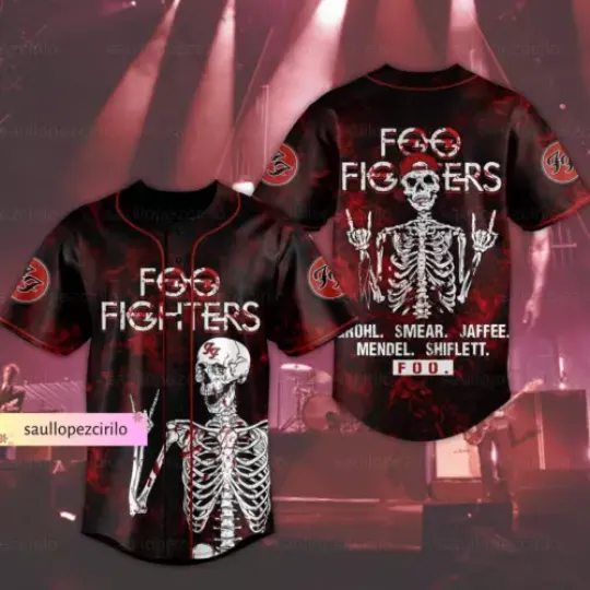 Fighters Baseball Shirt, Fighter Rock Band Merch, Skeleton Jersey