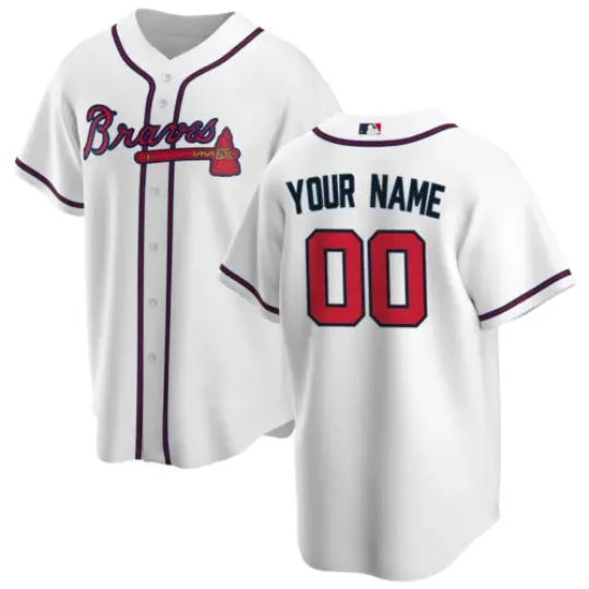 Personalized White Atlanta Team Braves 3DPrint Jersey Team Baseball