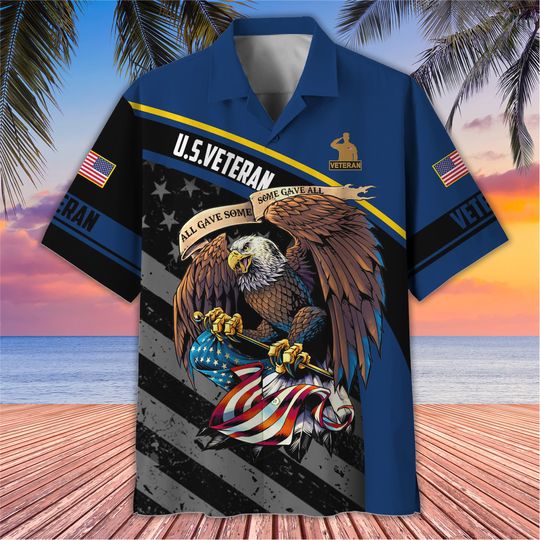 Proud Veteran Hawaiian Shirt, Soldier Tropical Shirt, Aloha Hawaiian Shirt, Memorial Day Gift Ideas, Gift for Father, Dad Gifts