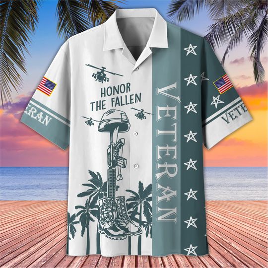 Proud Veteran Hawaiian Shirt, Aloha Hawaiian Shirt, Soldier Tropical Shirt, Memorial Day Gift Ideas, Gift for Father, Dad Gifts