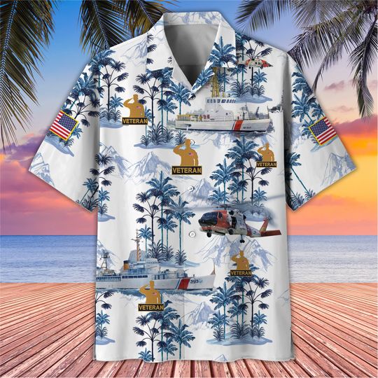 Veteran Hawaiian Beach Shirt, US Veteran American Flag Shirt, Veteran Gift, Tropical Hawaiian Shirt, Veteran Hawaii Shirt, Gift For Patriot