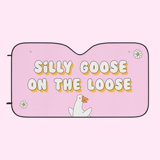 Pink Silly Goose On The Loose Car Sun Shades