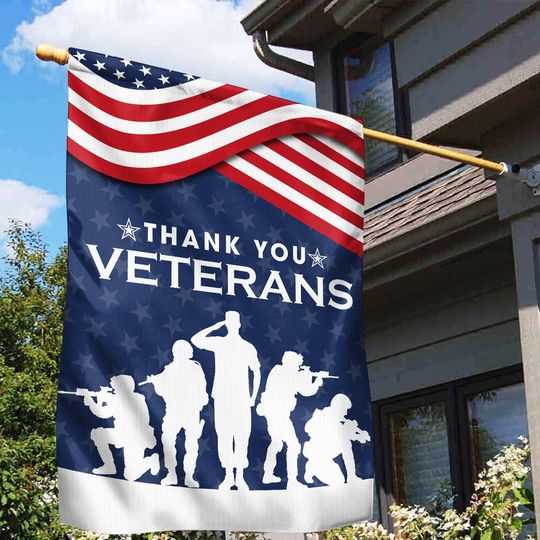 Thank You Veterans Flag, Patriotic Memorial Day House Flag
