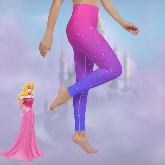 Womens Sleeping Beauty Yoga Leggings Disney Make it Pink