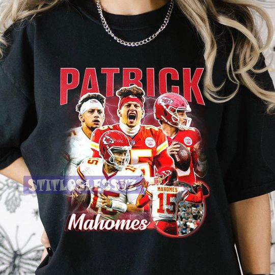 Patrick Mahomes Vintage Graphic 90s Tshirt, Football Homage Graphic T-shirt, American Football Bootleg