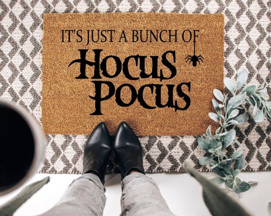 Just a Bunch of Hocus Pocus Doormat, Custom Welcome Mat, Cute Halloween Door Mat