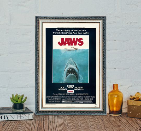 Jaws 1975 Movie Poster, Jaws Vintage Movie Poster