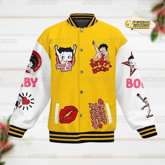 Betty Boop Baseball Jacket, Betty Boop Cartoon Jacket Men, Boop Oop A Doop Streetwear Jacket