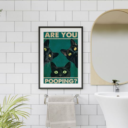 Are You Pooping Cat Print, Cat Printable Bathroom Decor, Funny Bathroom Poster, Bathroom Decor Wall Art