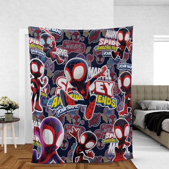 Personalized Name Blanket,Miles,Spidey and his Amazing Friends cute Blanket