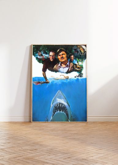 Vintage Jaws Poster, Jaws 1975 Retro Horrow Movie Poster