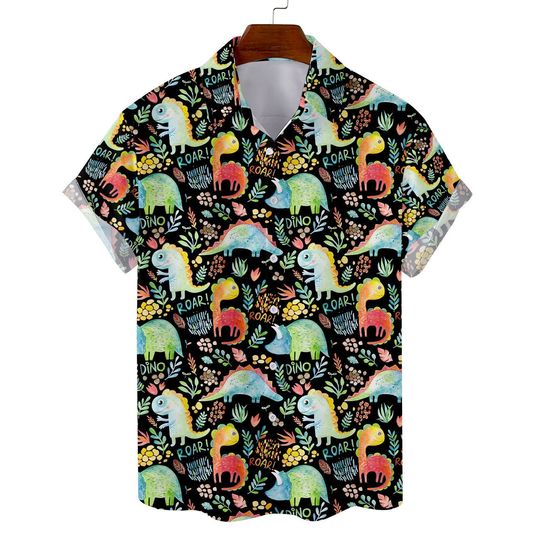 Cute Dinosaur Hawaiian Shirts for Men Women, Dinosaur Summer Aloha