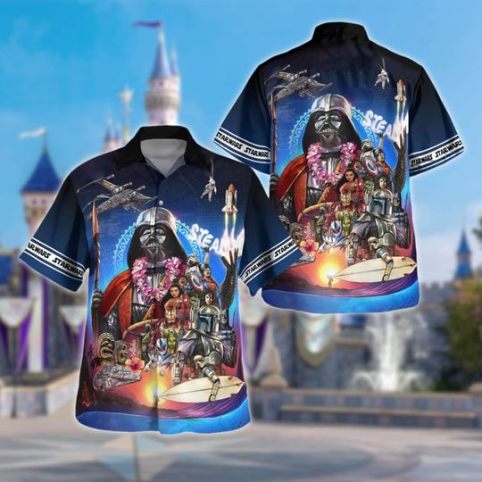 Darth Vader Characters Hawaiian Shirt, Star Wars Button Up, Starwars Hawaii Shirt