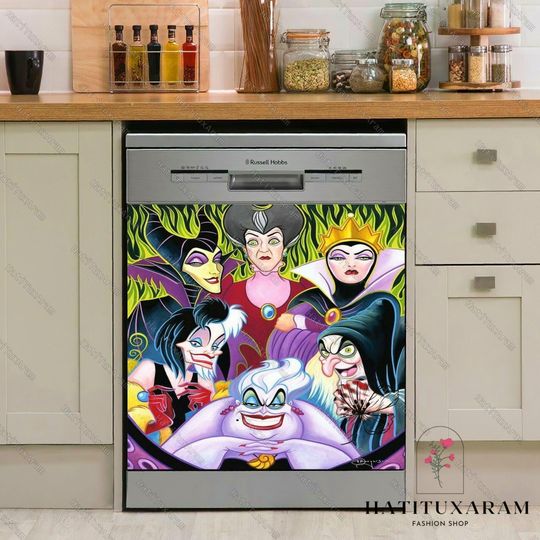 Disney Villains Dishwasher Cover, Villains Characters Dishwasher, Disney Kitchen Decoration