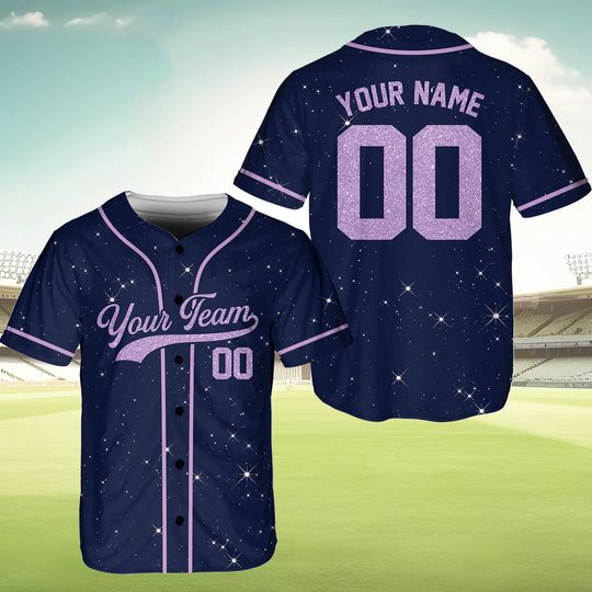 Custom Team Name Number Baseball Jersey, Personalized Glitter Baseball Jersey
