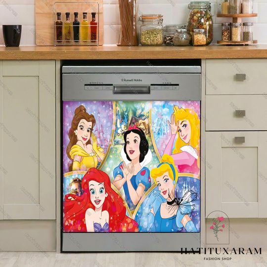 Disney Princess Dishwasher Cover, Princess Characters, Cinde Belle Rapunzel, Princess Kitchen Decoration