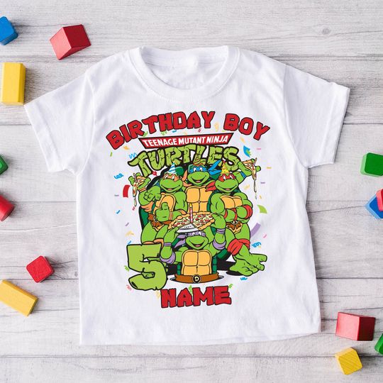 Ninjsa Turtles Personalized Birthday Boy T-shirt, Custom Ninjas Turtles Birthday T-shirts