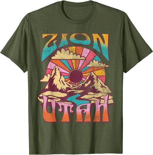 Zion Utah Nature Hiking Mountains Outdoors Vintage T-Shirt