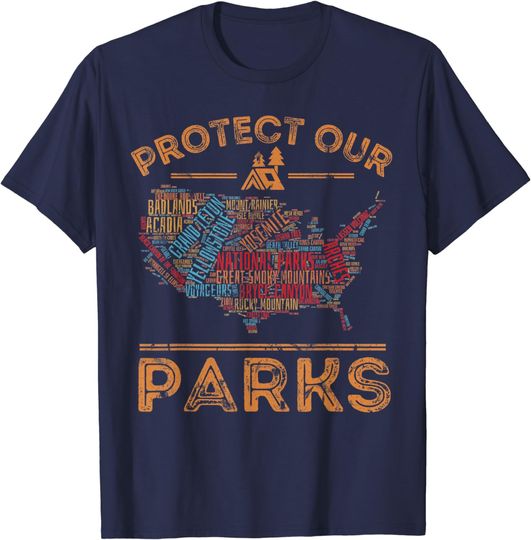 Protect Our Parks National Park Map Hiking USA T-Shirt