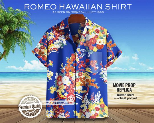 Romeo Hawaiian Shirt, Romeo and Juliet Movie, Leonardo DiCaprio Mens
