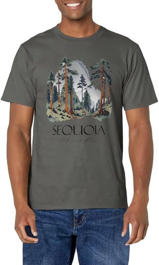 Cool Sequoia National Park Hiking Watercolor Graphic T-Shirt