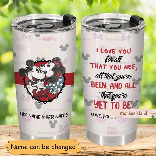 Mickey And Minnie Tumbler, Disney Couple Stainless Tumbler,  Mickey Minnie Water Tumbler, Disney Couple Gift