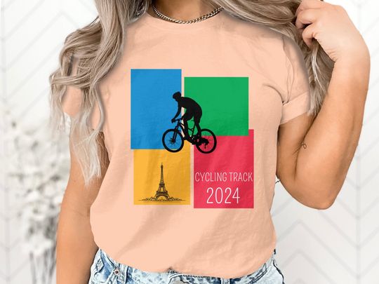 Men's Cycling 2024 T-Shirt with Paris Track Design, Casual Bike Lover Tee