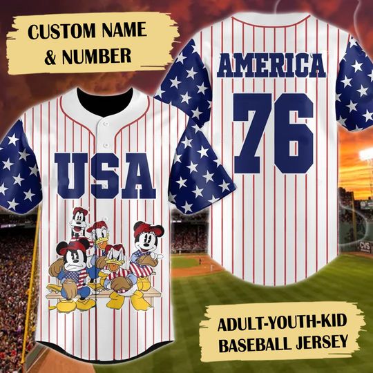 Personalized Mouse Happy Independence Day July 4th 3D Baseball Jersey