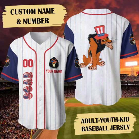 Scar 4th July Day Baseball Jersey Custom, The Lion King Personalized July Fourth Baseball