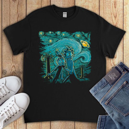 Starry Night Funny Rick and Rickandmorty Unisex Gift T-Shirt