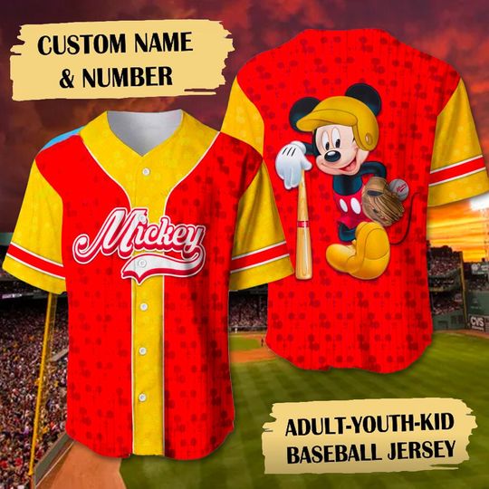 Custom Mickey Mouse Baseball Jersey, Mickey Basketball Jersey Team