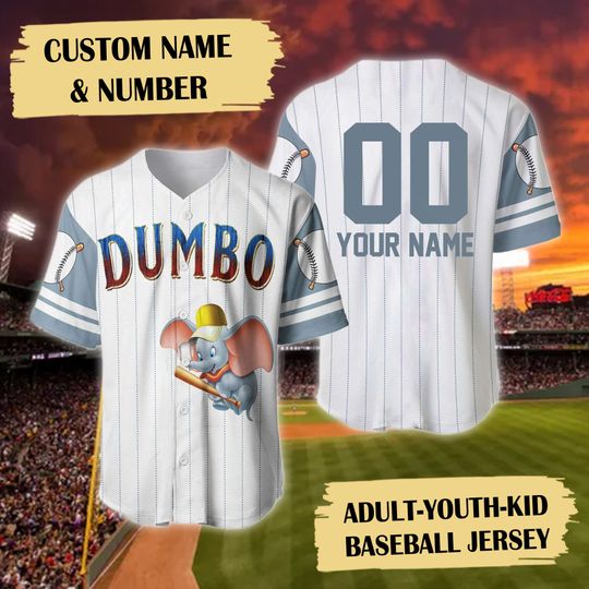Custom Elephant Baseball Jersey, Animated Flying Elephant Baseball Jersey