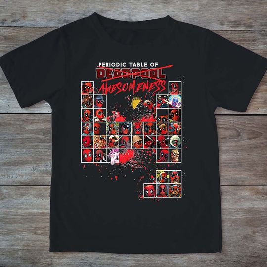Deadpool Wade Wilson Periodic Table Funny Comic Gift T-shirt