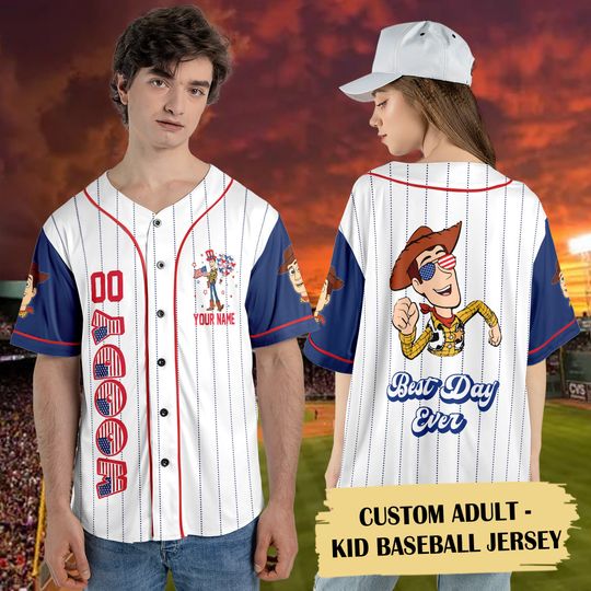 Personalized Cowboy Character 4th July Sport Jersey, Custom Toy Cartoon Character