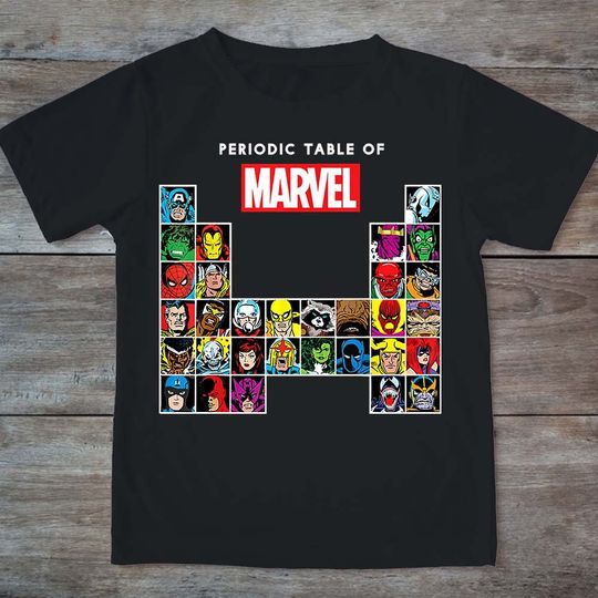 Retro Vintage Periodic Table Of Marvel Avengers Funny Comic Gift T-shirt