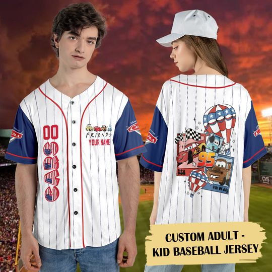 Personalized Cars Cartoon Character 4th July Sport Jersey, Custom Car Movie Character