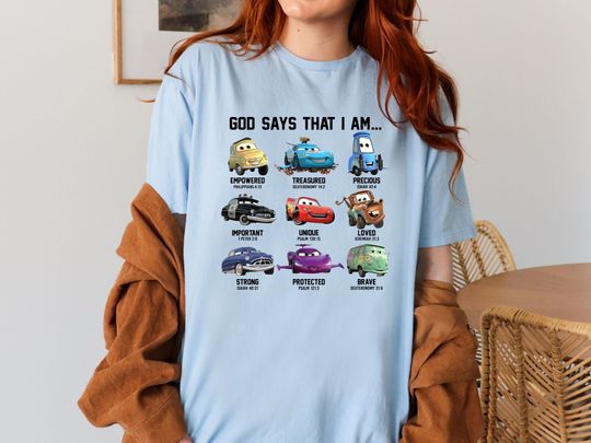 Disney Cars - God Says That I Am... Shirt, Disney Cars Christian Shirt, Disney Lightning Mcqueen Shirt, Disney Cars Movie Shirt, Disney Gift