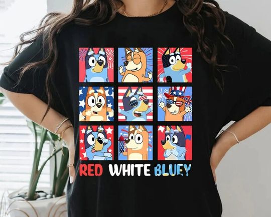Retro BlueyDad 4th of July shirt, White Red BlueyDad | BlueyDad Fourth Of July