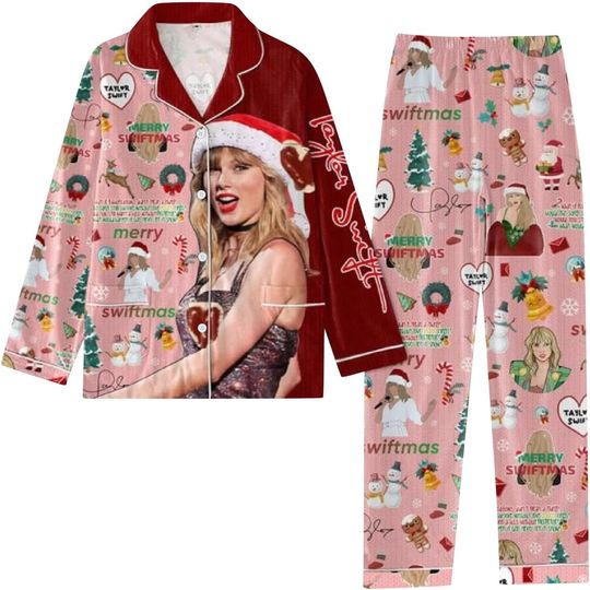 Taylor+Swift Pajamas Women's Pajama Sets Long Sleeve Button Down Sleepwear Nightwear Soft Pjs Lounge Sets