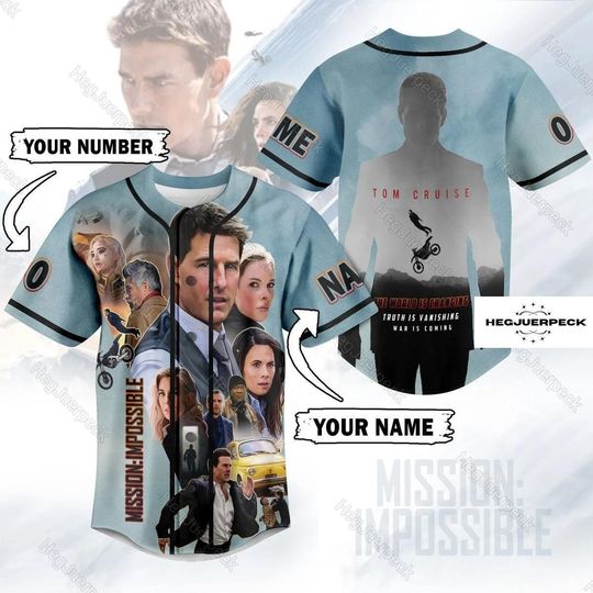 Mission Impossible Jersey Shirt, Tom Cruise Baseball Shirt, Mission Impossible Baseball Shirt