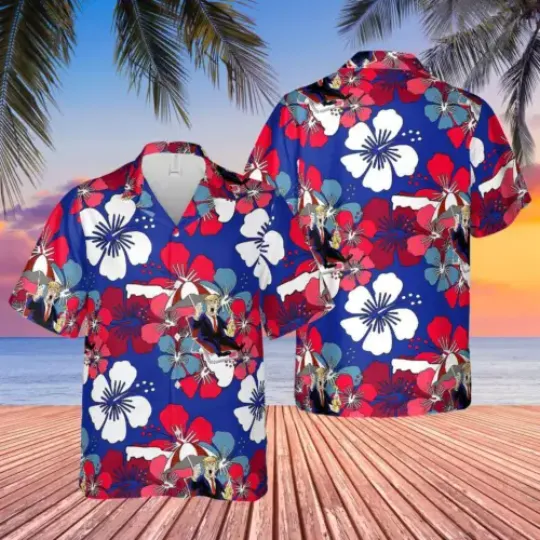 Trump MAGA Tropical Hibiscus Flowers Trumpical Re-Elect 2024 Hawaiian Shirt
