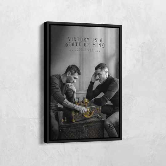 Messi & Ronaldo Chess Poster, World Cup 2022 Iconic Art, Soccer Player Poster