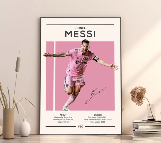 Lionel Messi Poster, Inter Miami, Football Print, Football Poster, Soccer Poster, Sports Poster