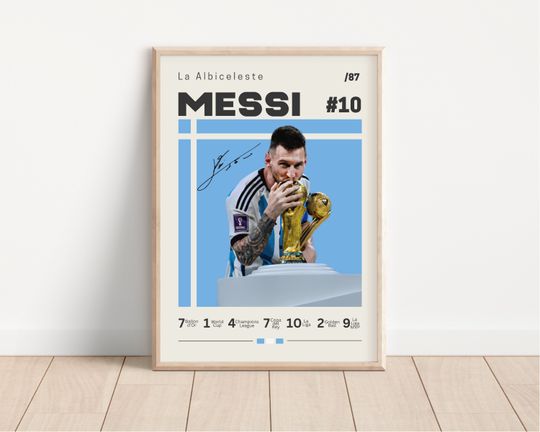 Lionel Messi Poster, Argentina Football Print, Football Poster, Soccer Poster, Sports Poster